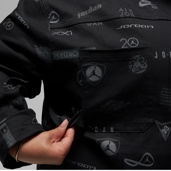 NWT Jordan Nike Heritage Black Icon Printed Cotton Twill Trucker Jacket - Picture 8 of 8